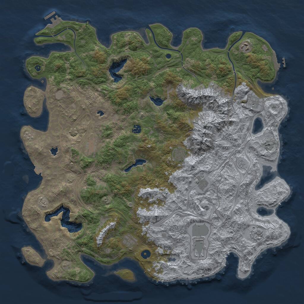 Rust Map: Procedural Map, Size: 5000, Seed: 98765432, 16 Monuments