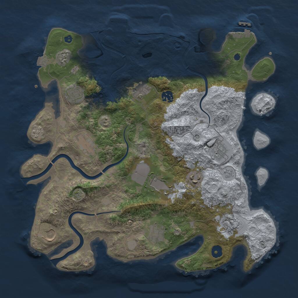 Rust Map: Procedural Map, Size: 3750, Seed: 397189623, 17 Monuments