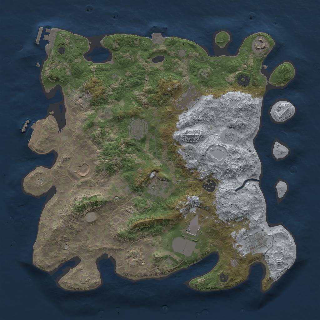 Rust Map: Procedural Map, Size: 3750, Seed: 397189623, 18 Monuments