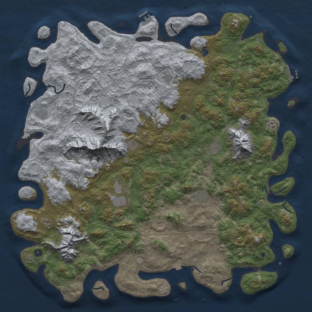 Rust Map: Procedural Map, Size: 6000, Seed: 908476339, 19 Monuments