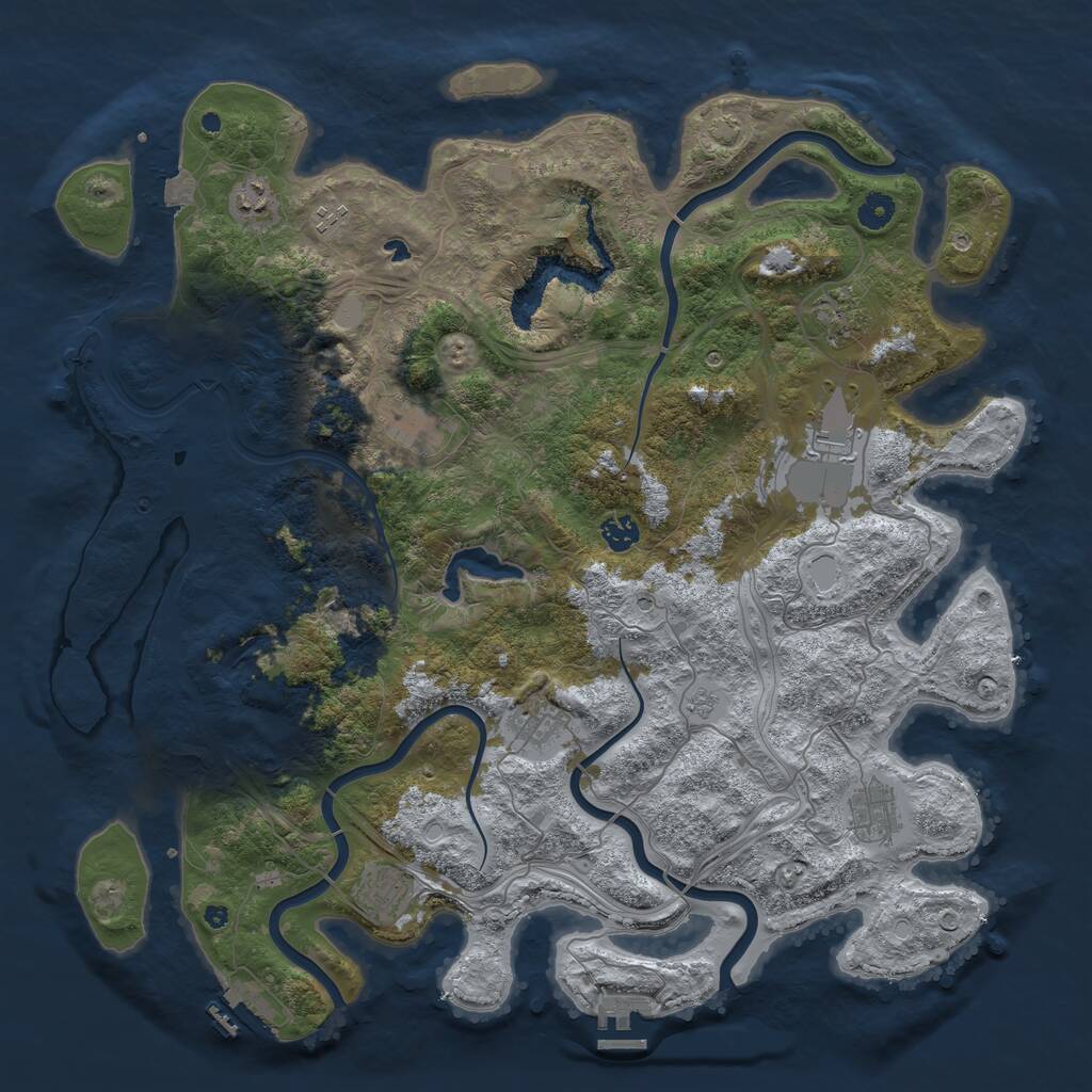 Rust Map: Procedural Map, Size: 4500, Seed: 703797563, 15 Monuments