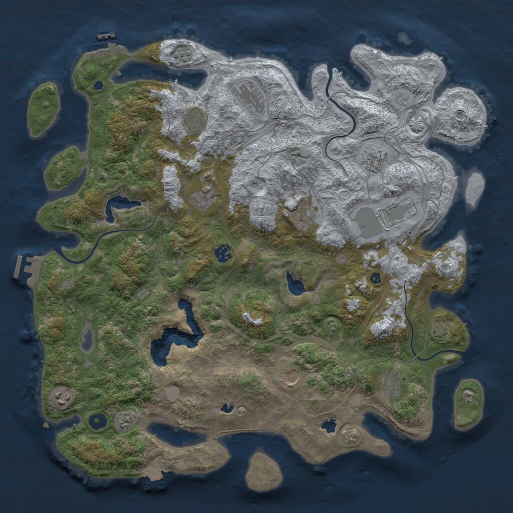 Rust Map: Procedural Map, Size: 4500, Seed: 63456574, 17 Monuments