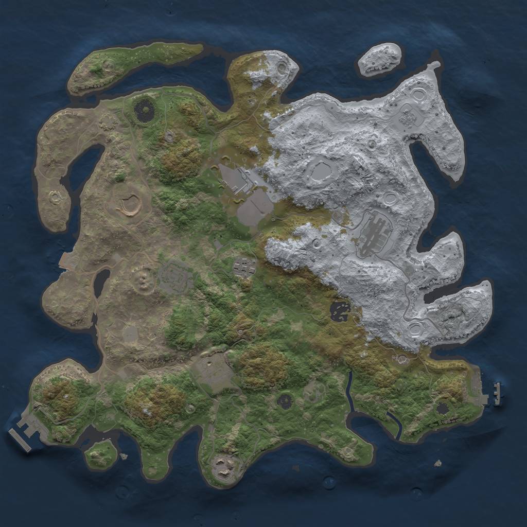 Rust Map: Procedural Map, Size: 3700, Seed: 90253627, 16 Monuments