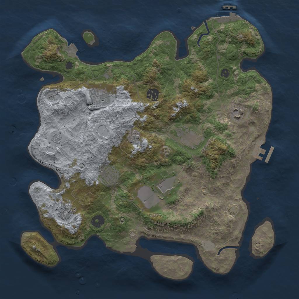 Rust Map: Procedural Map, Size: 3500, Seed: 660688181, 16 Monuments