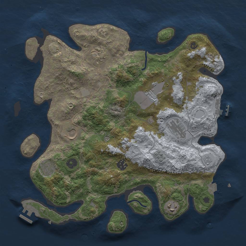 Rust Map: Procedural Map, Size: 3500, Seed: 548114716, 16 Monuments