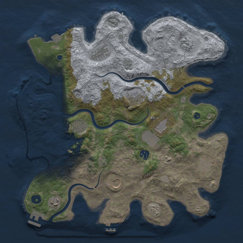 Rust Map: Procedural Map, Size: 3800, Seed: 53297837, 16 Monuments