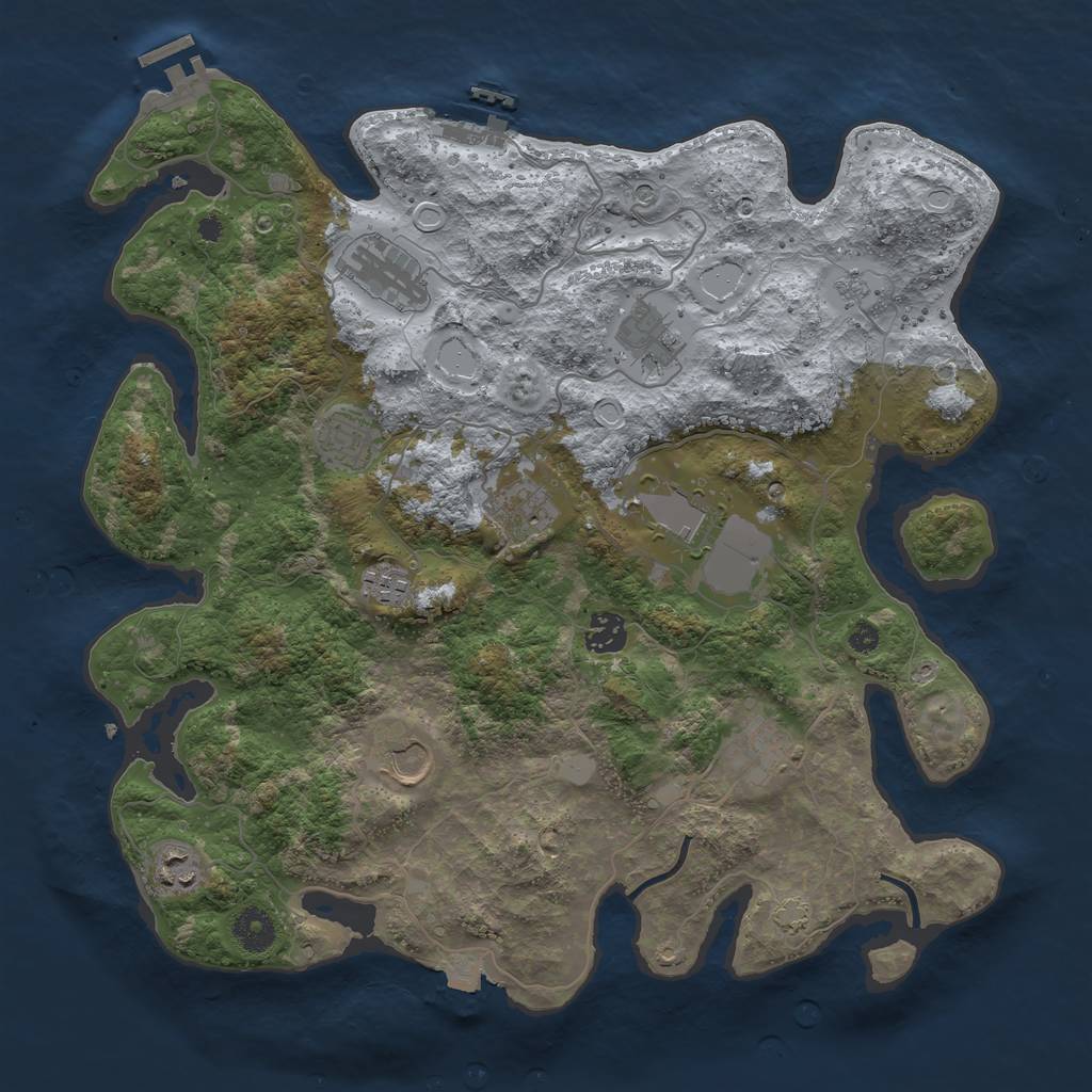 Rust Map: Procedural Map, Size: 3800, Seed: 32087079, 18 Monuments