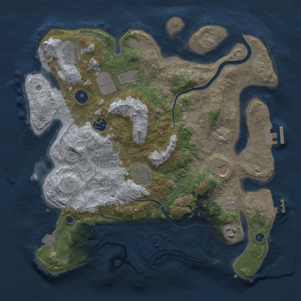 Rust Map: Procedural Map, Size: 3500, Seed: 223730873, 14 Monuments