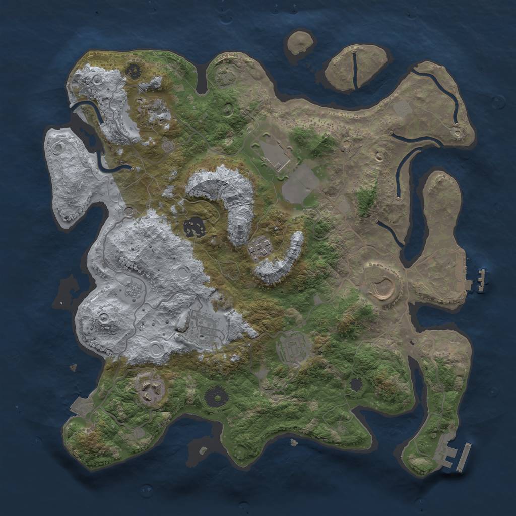 Rust Map: Procedural Map, Size: 3500, Seed: 223730873, 16 Monuments