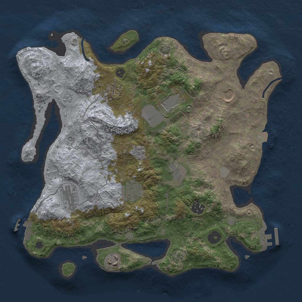 Rust Map: Procedural Map, Size: 3500, Seed: 237788068, 17 Monuments