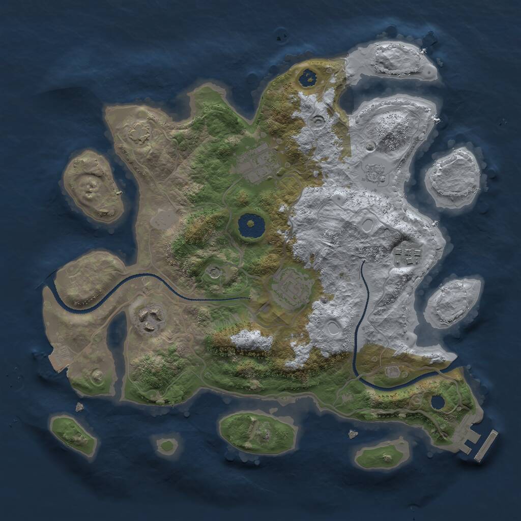 Rust Map: Procedural Map, Size: 3000, Seed: 6023184, 9 Monuments
