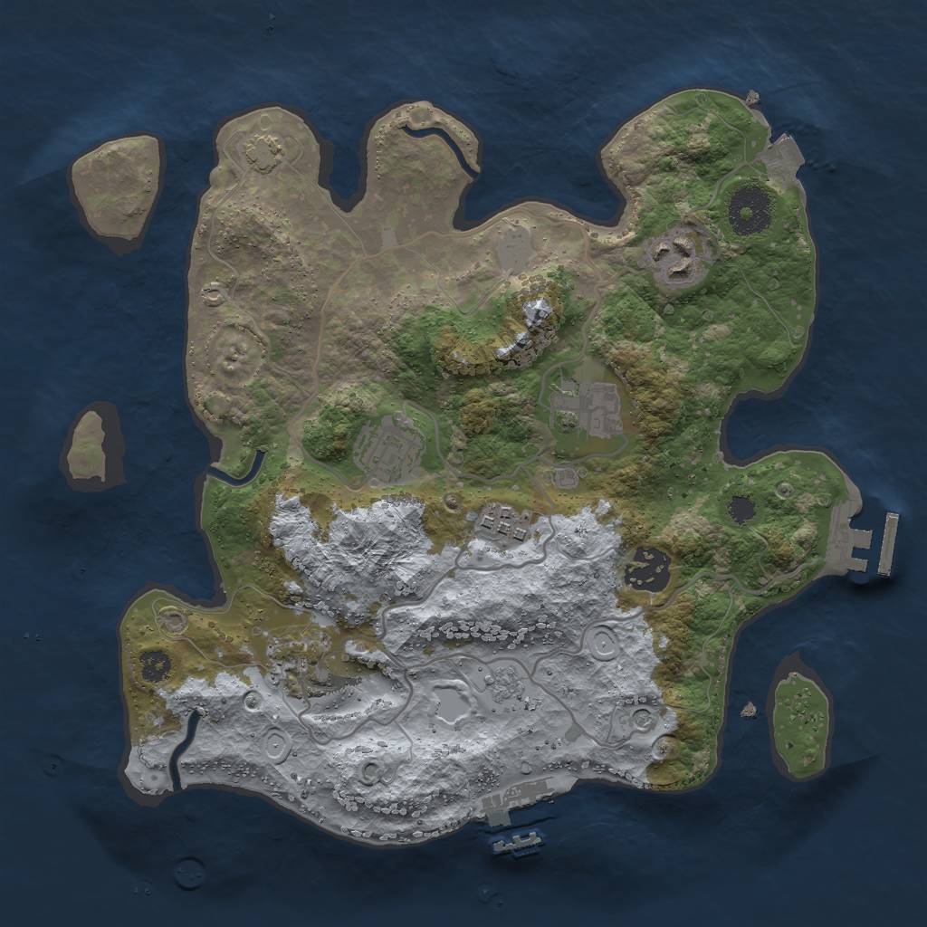 Rust Map: Procedural Map, Size: 3000, Seed: 984021, 14 Monuments