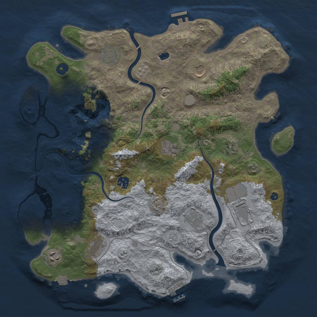 Rust Map: Procedural Map, Size: 4000, Seed: 927002230, 16 Monuments