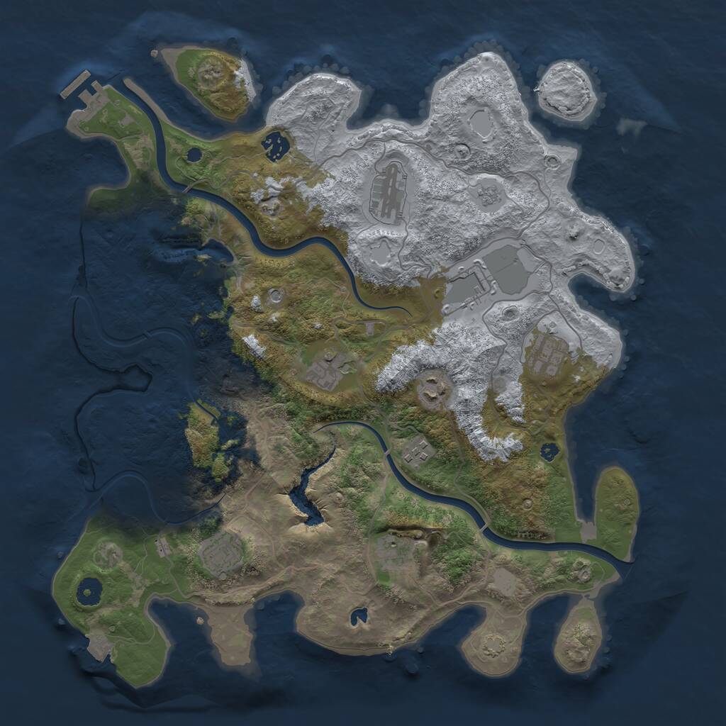 Rust Map: Procedural Map, Size: 4000, Seed: 6981725, 14 Monuments