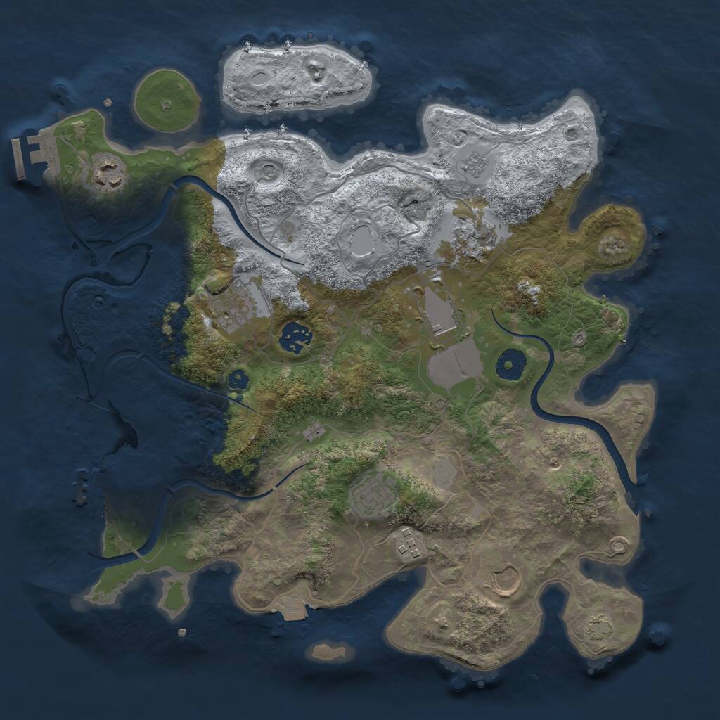 Rust Map: Procedural Map, Size: 3500, Seed: 1920673092, 14 Monuments