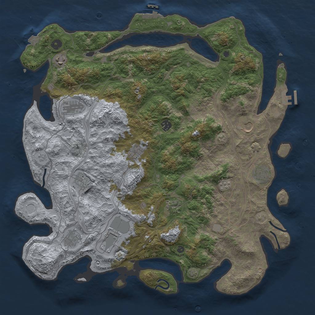 Rust Map: Procedural Map, Size: 4500, Seed: 343488, 19 Monuments