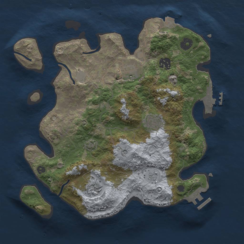 Rust Map: Procedural Map, Size: 3000, Seed: 1735, 12 Monuments