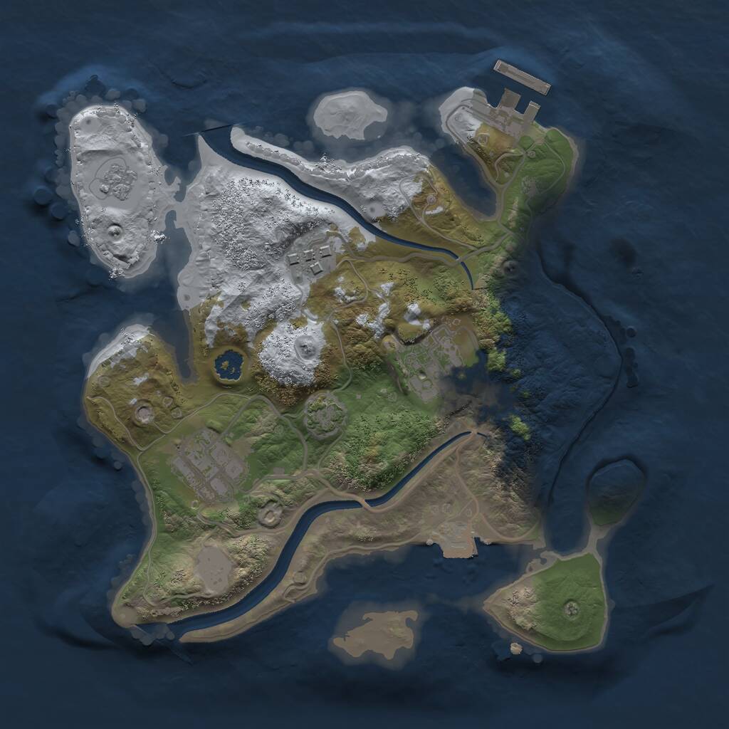 Rust Map: Procedural Map, Size: 2500, Seed: 1224670647, 7 Monuments