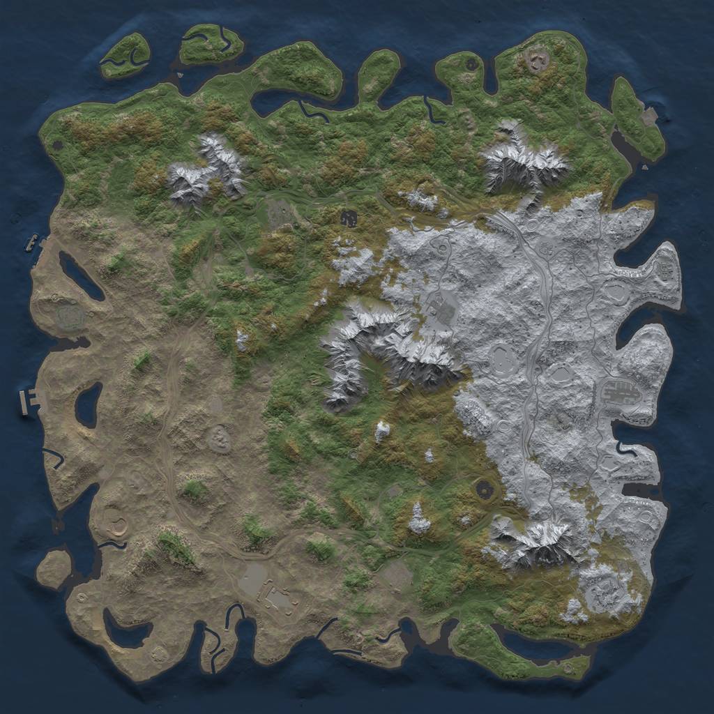 Rust Map: Procedural Map, Size: 6000, Seed: 1609701556, 19 Monuments