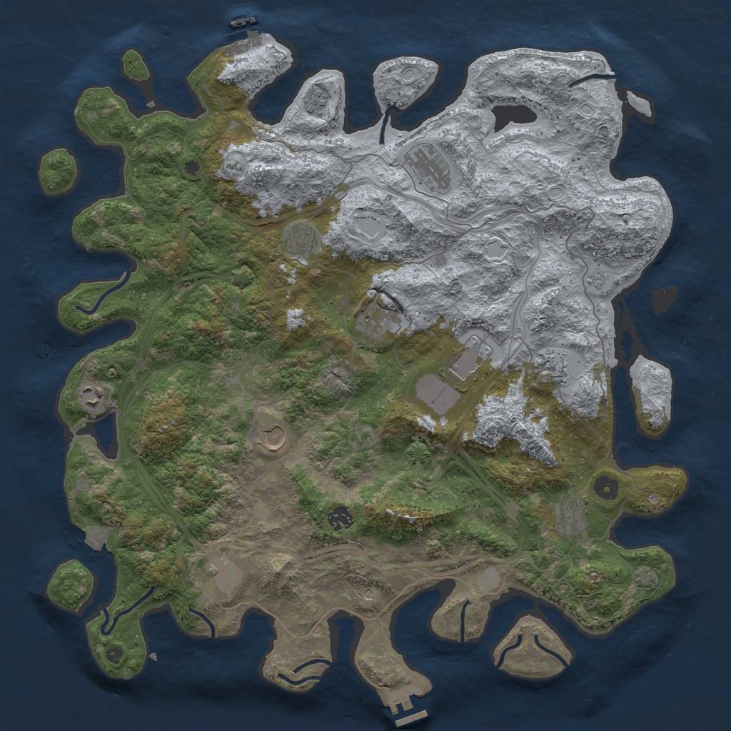 Rust Map: Procedural Map, Size: 4500, Seed: 2137741734, 19 Monuments