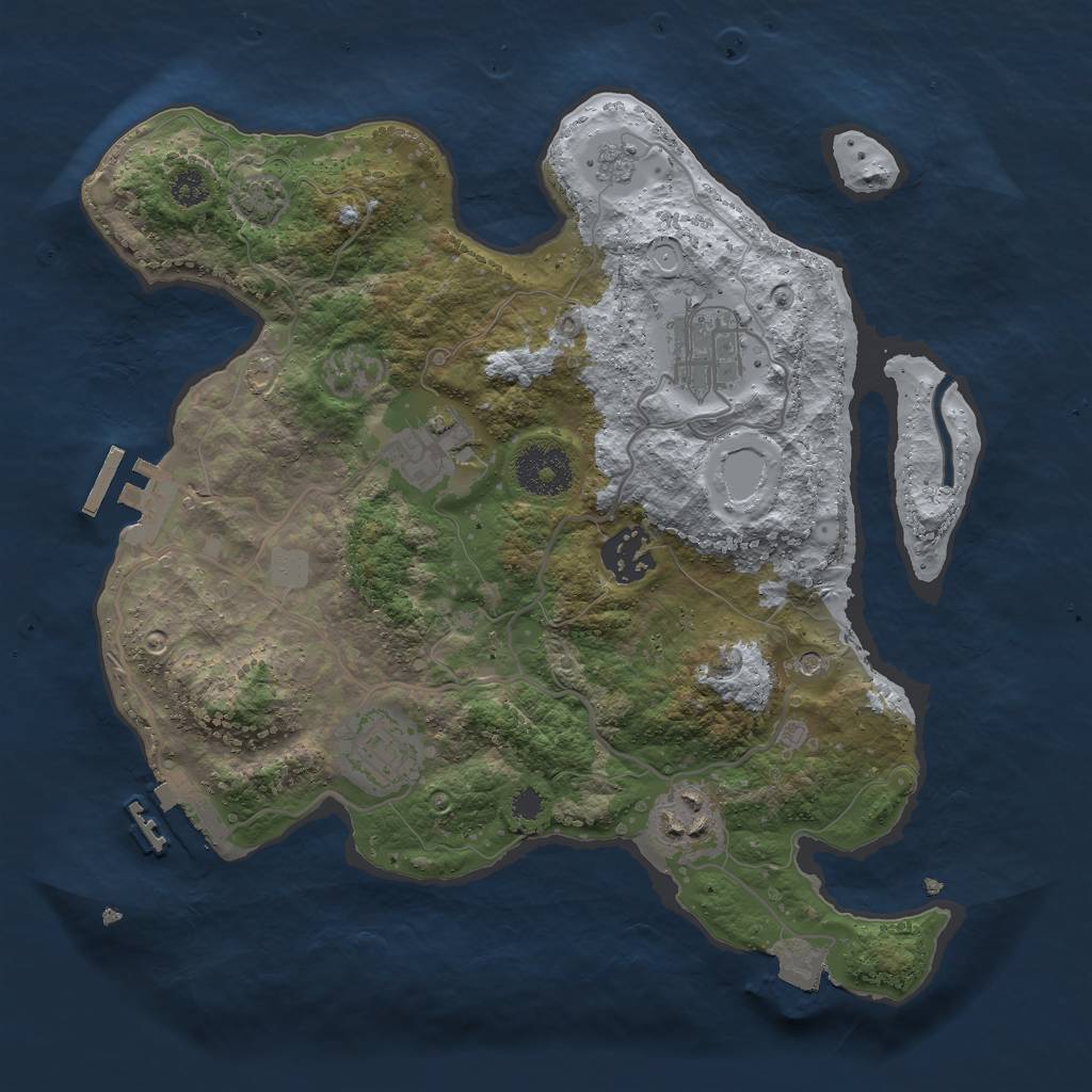 Rust Map: Procedural Map, Size: 3000, Seed: 1698458843, 13 Monuments