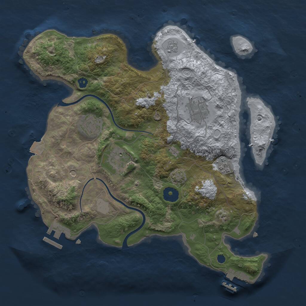 Rust Map: Procedural Map, Size: 3000, Seed: 1698458843, 10 Monuments