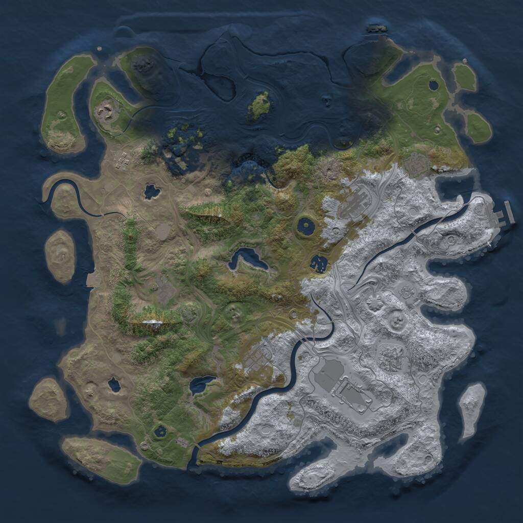 Rust Map: Procedural Map, Size: 4500, Seed: 631973180, 16 Monuments