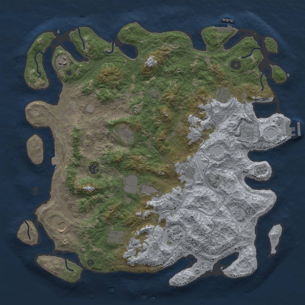 Rust Map: Procedural Map, Size: 4500, Seed: 631973180, 19 Monuments