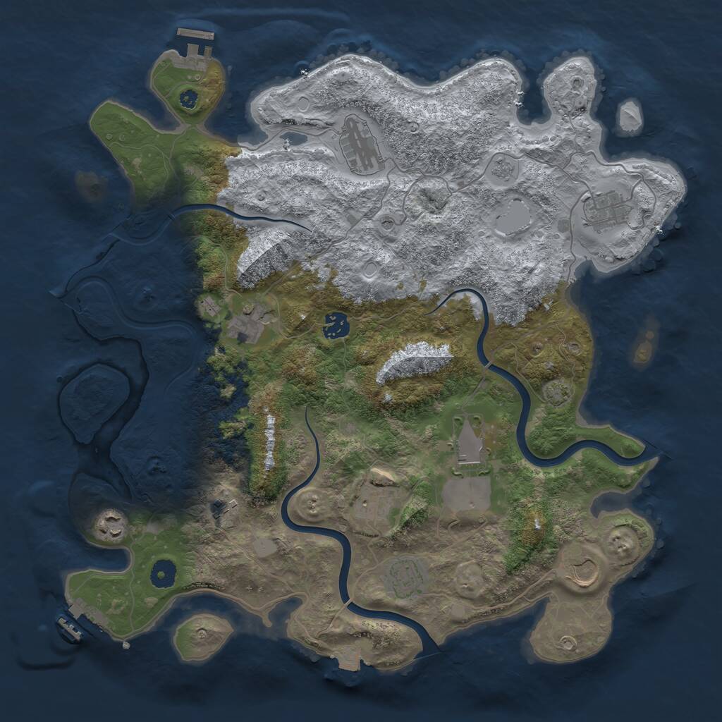 Rust Map: Procedural Map, Size: 3950, Seed: 13825, 16 Monuments