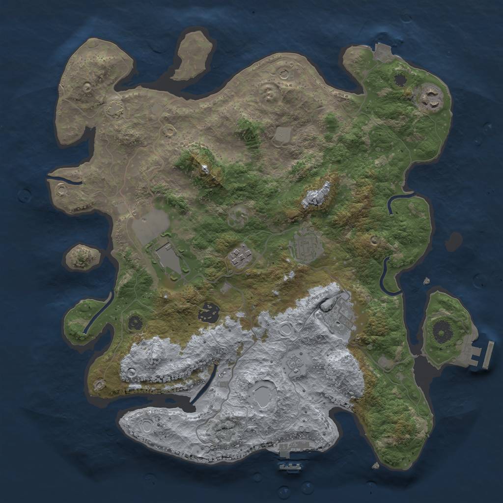 Rust Map: Procedural Map, Size: 3600, Seed: 1873998517, 14 Monuments