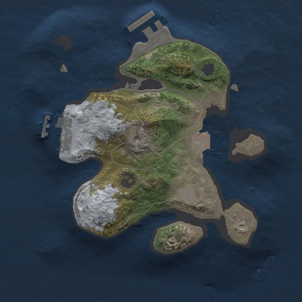 Rust Map: Procedural Map, Size: 2000, Seed: 1072271285, 5 Monuments