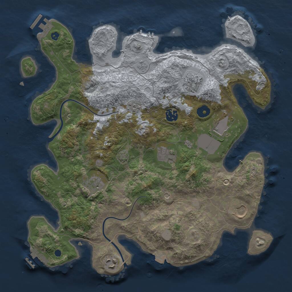 Rust Map: Procedural Map, Size: 3500, Seed: 536, 14 Monuments