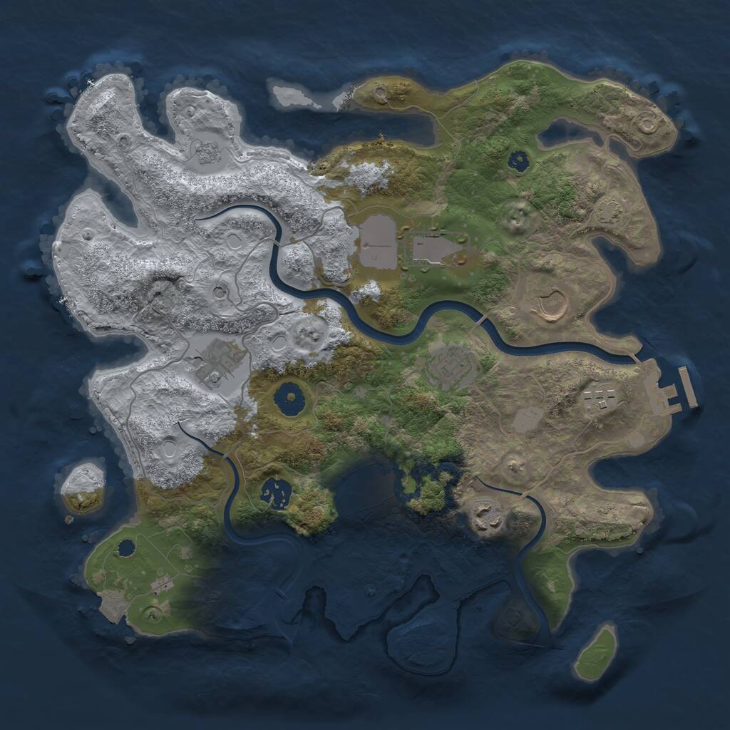 Rust Map: Procedural Map, Size: 3500, Seed: 761133156, 13 Monuments