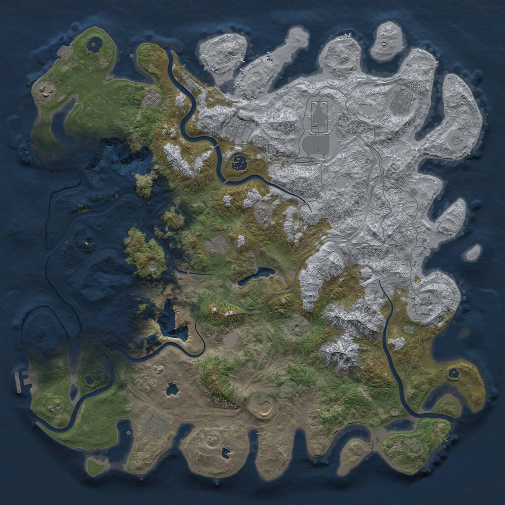 Rust Map: Procedural Map, Size: 5000, Seed: 12222, 16 Monuments