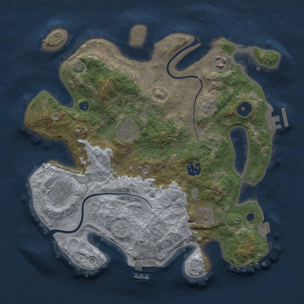 Rust Map: Procedural Map, Size: 3200, Seed: 613063327, 12 Monuments