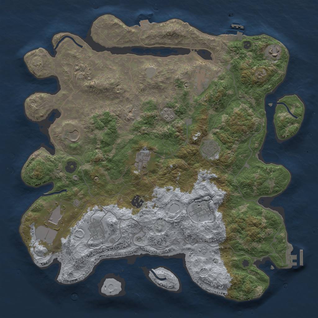 Rust Map: Procedural Map, Size: 4000, Seed: 50010, 19 Monuments