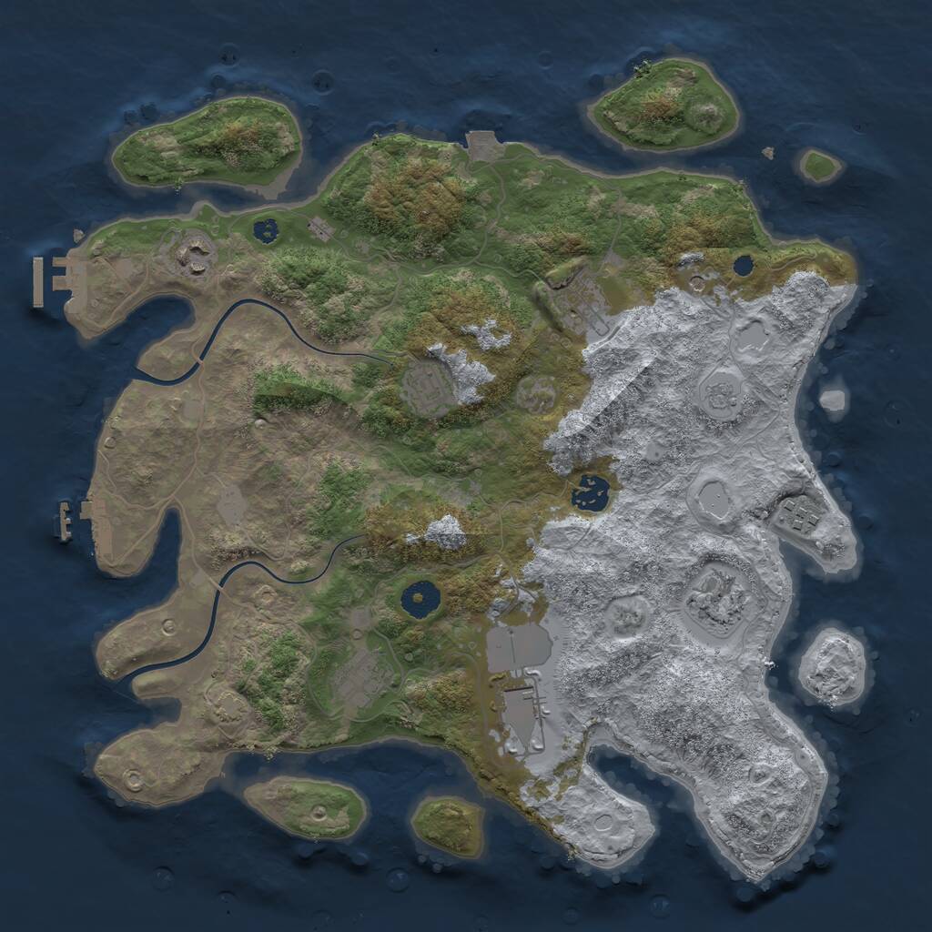 Rust Map: Procedural Map, Size: 3750, Seed: 1048951031, 14 Monuments
