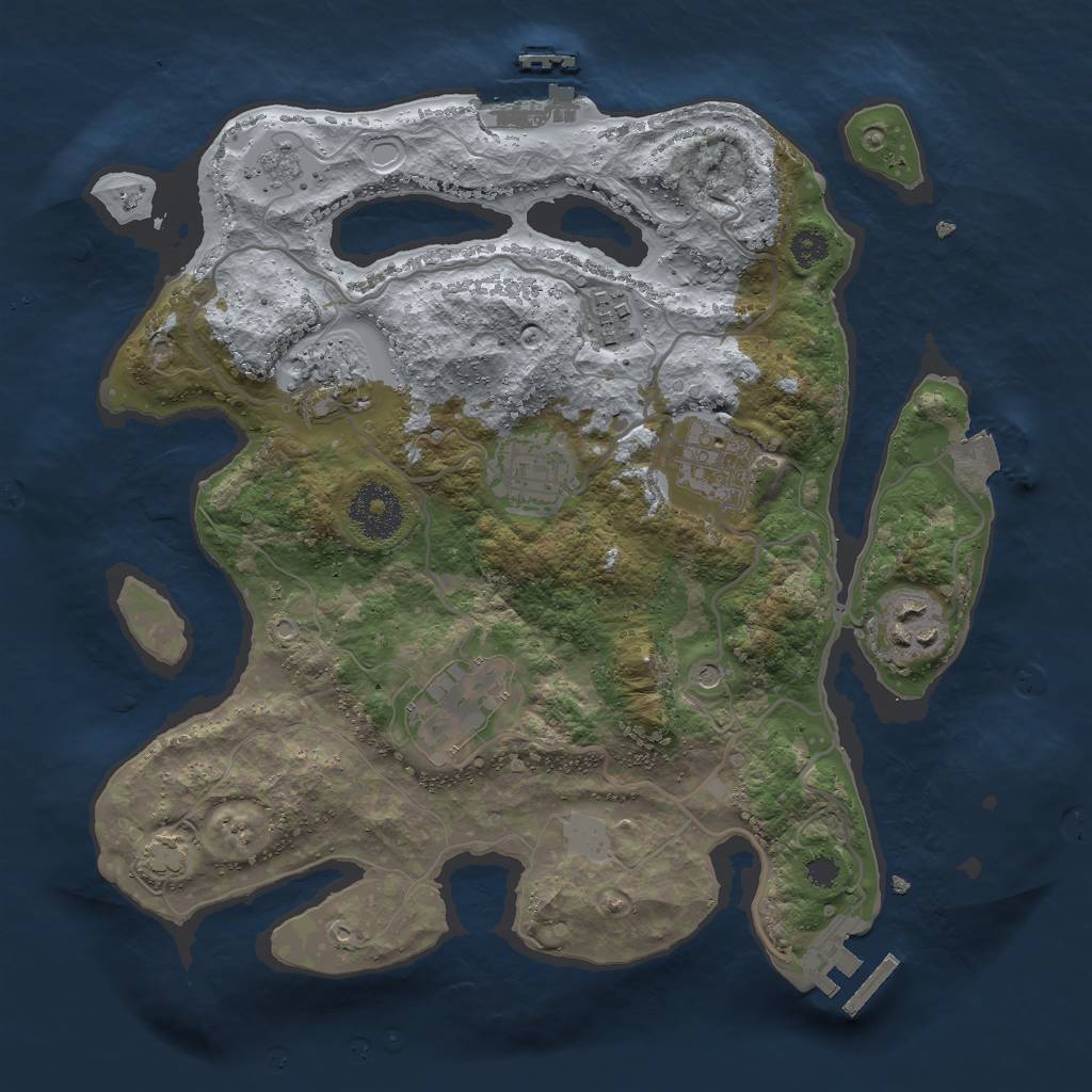 Rust Map: Procedural Map, Size: 3000, Seed: 1078954551, 14 Monuments
