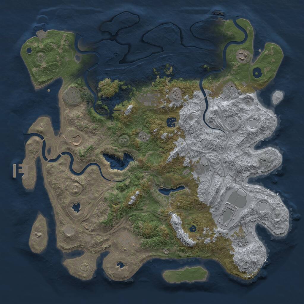 Rust Map: Procedural Map, Size: 4500, Seed: 278484473, 17 Monuments