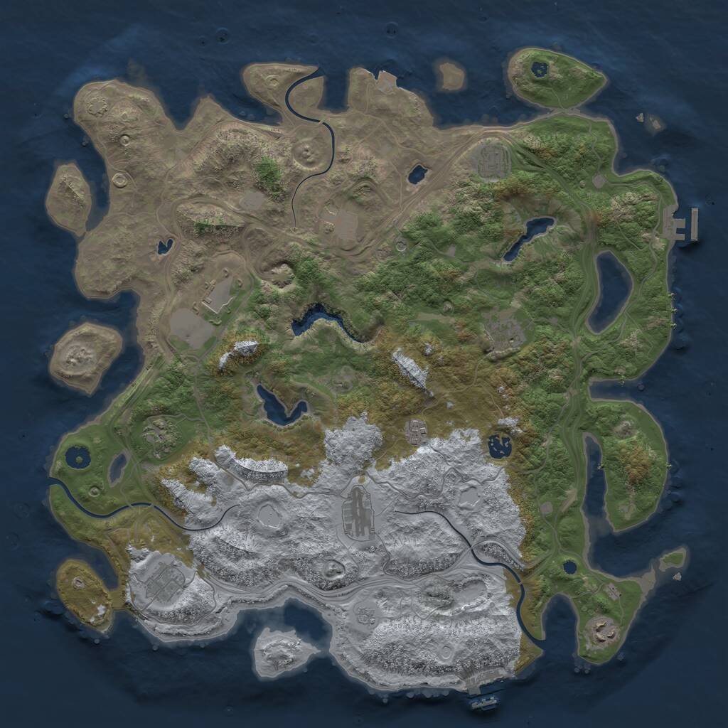 Rust Map: Procedural Map, Size: 4500, Seed: 1870566540, 16 Monuments