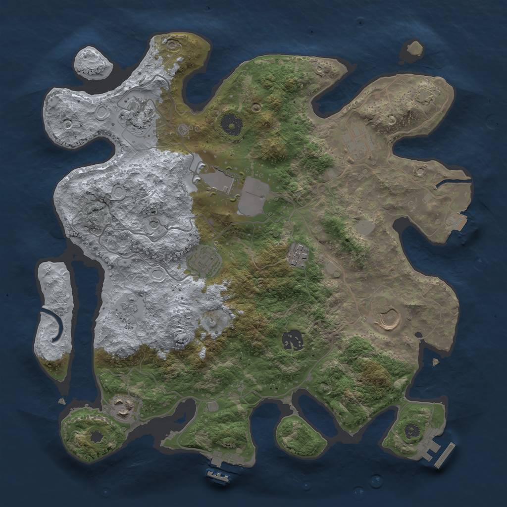 Rust Map: Procedural Map, Size: 3500, Seed: 973340395, 16 Monuments