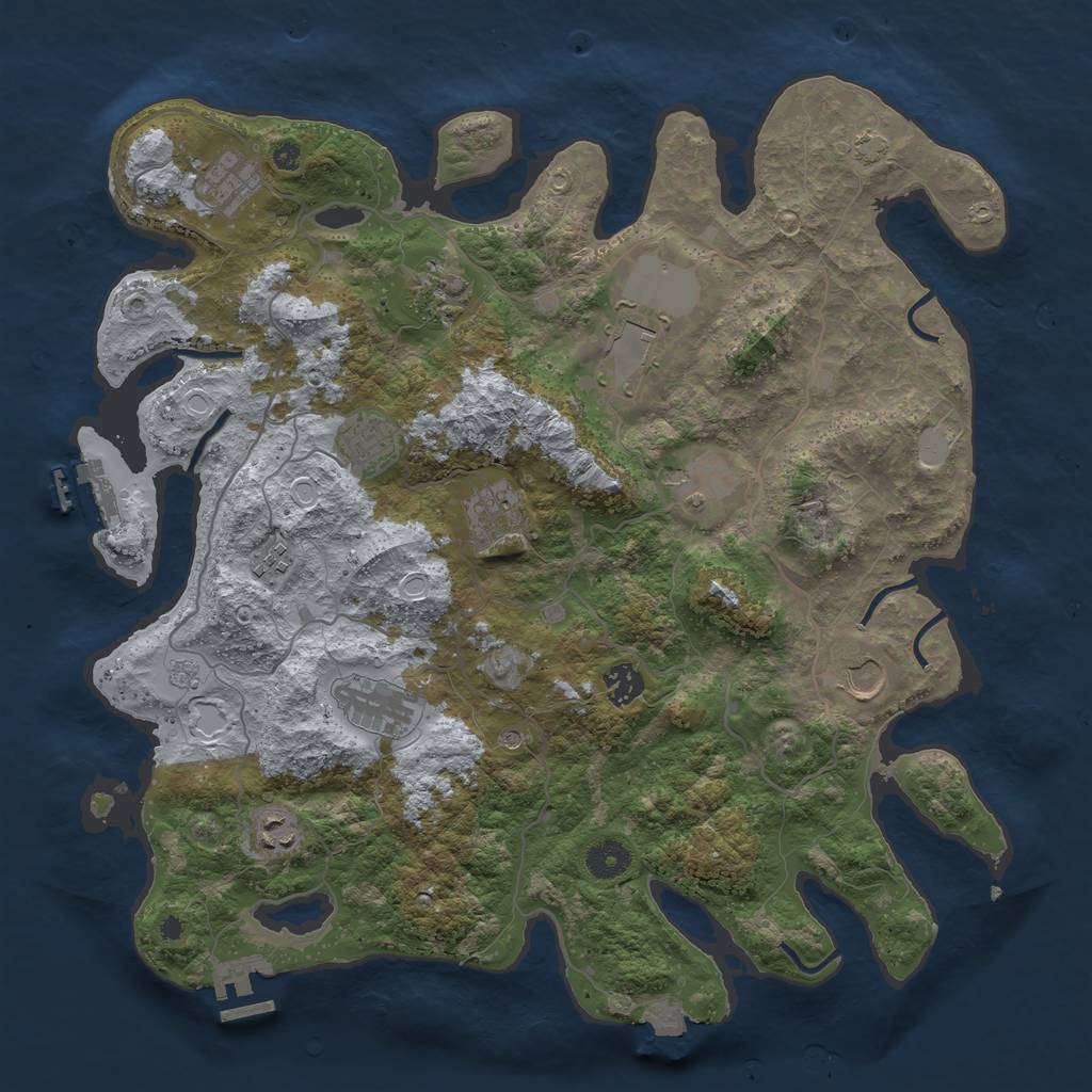 Rust Map: Procedural Map, Size: 4000, Seed: 54438, 19 Monuments