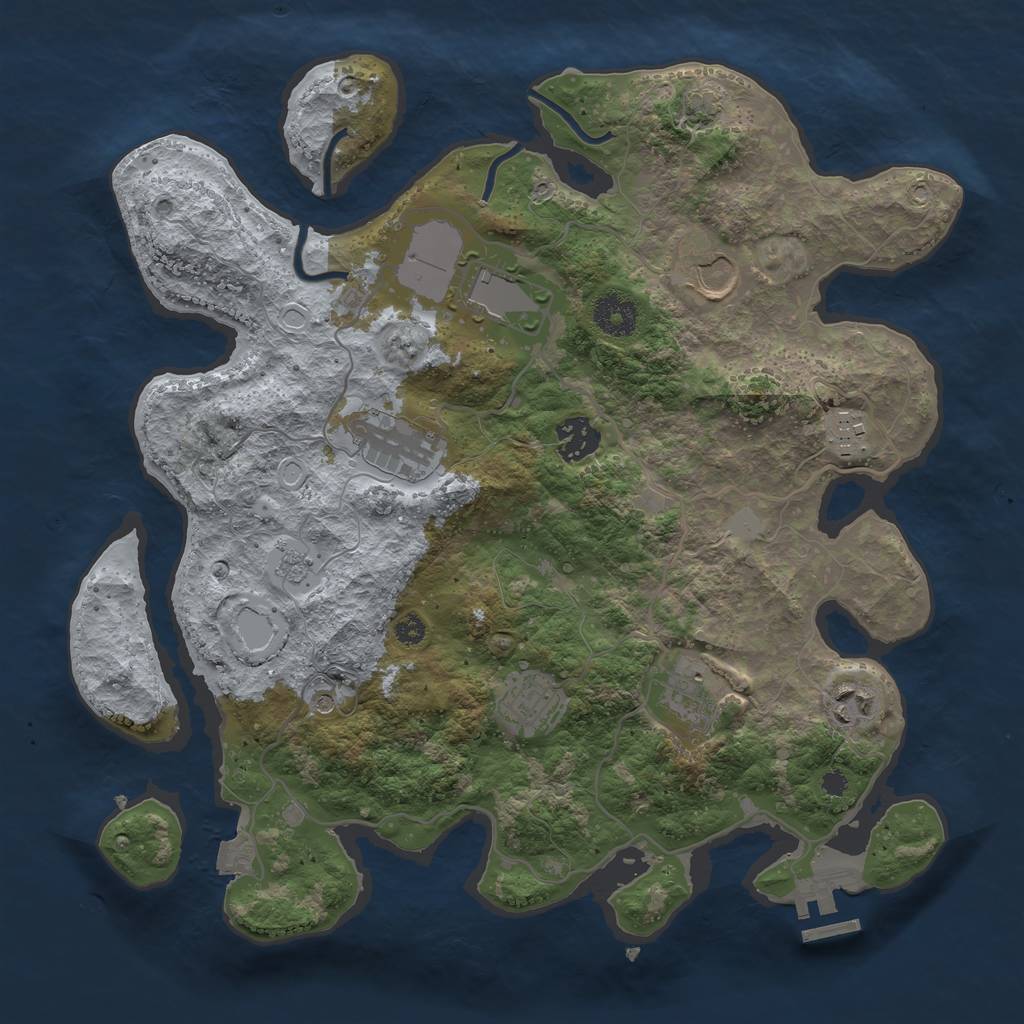 Rust Map: Procedural Map, Size: 3500, Seed: 353700, 15 Monuments