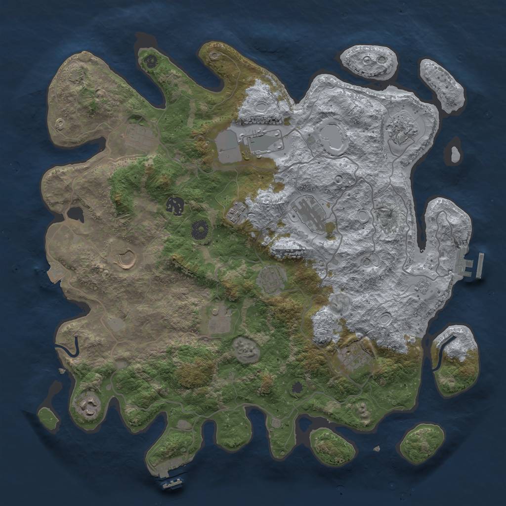 Rust Map: Procedural Map, Size: 4000, Seed: 432432, 19 Monuments