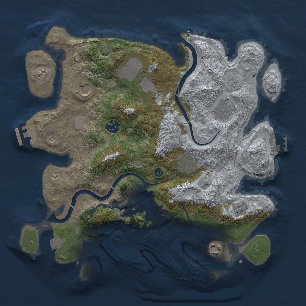 Rust Map: Procedural Map, Size: 3500, Seed: 12561611, 14 Monuments