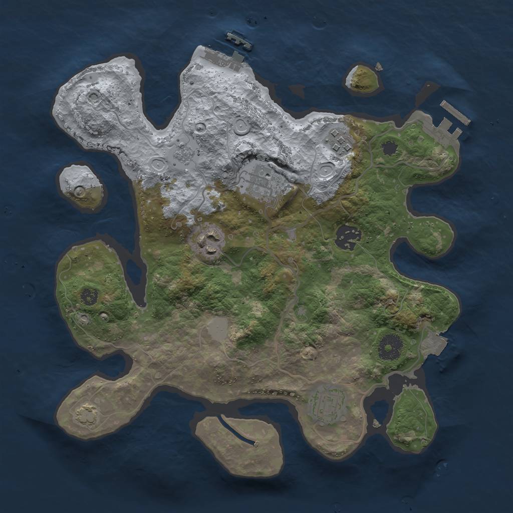 Rust Map: Procedural Map, Size: 3000, Seed: 1235638907, 12 Monuments