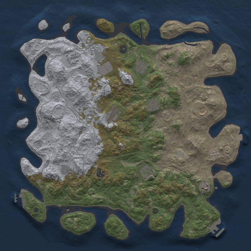 Rust Map: Procedural Map, Size: 4500, Seed: 1715180120, 19 Monuments