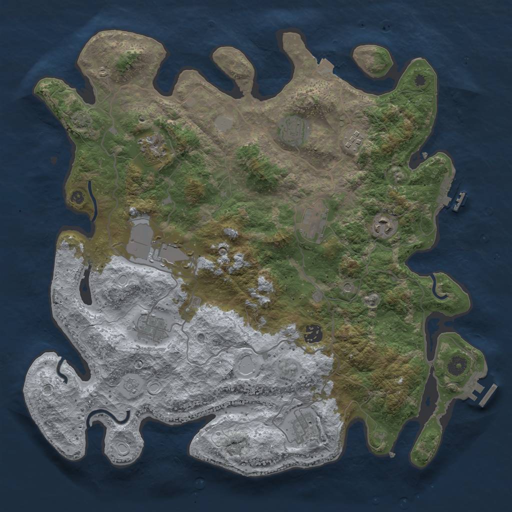 Rust Map: Procedural Map, Size: 4000, Seed: 1596281718, 17 Monuments