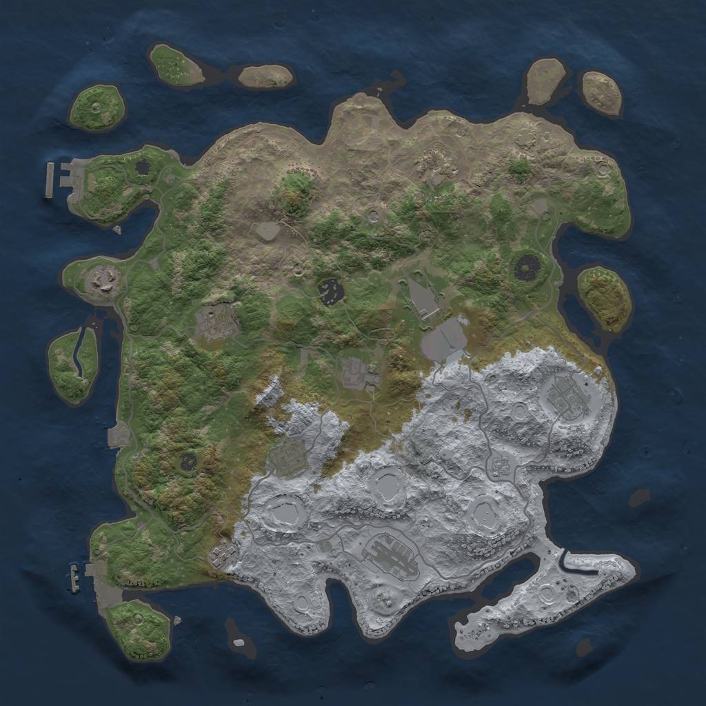 Rust Map: Procedural Map, Size: 4000, Seed: 305346982, 18 Monuments