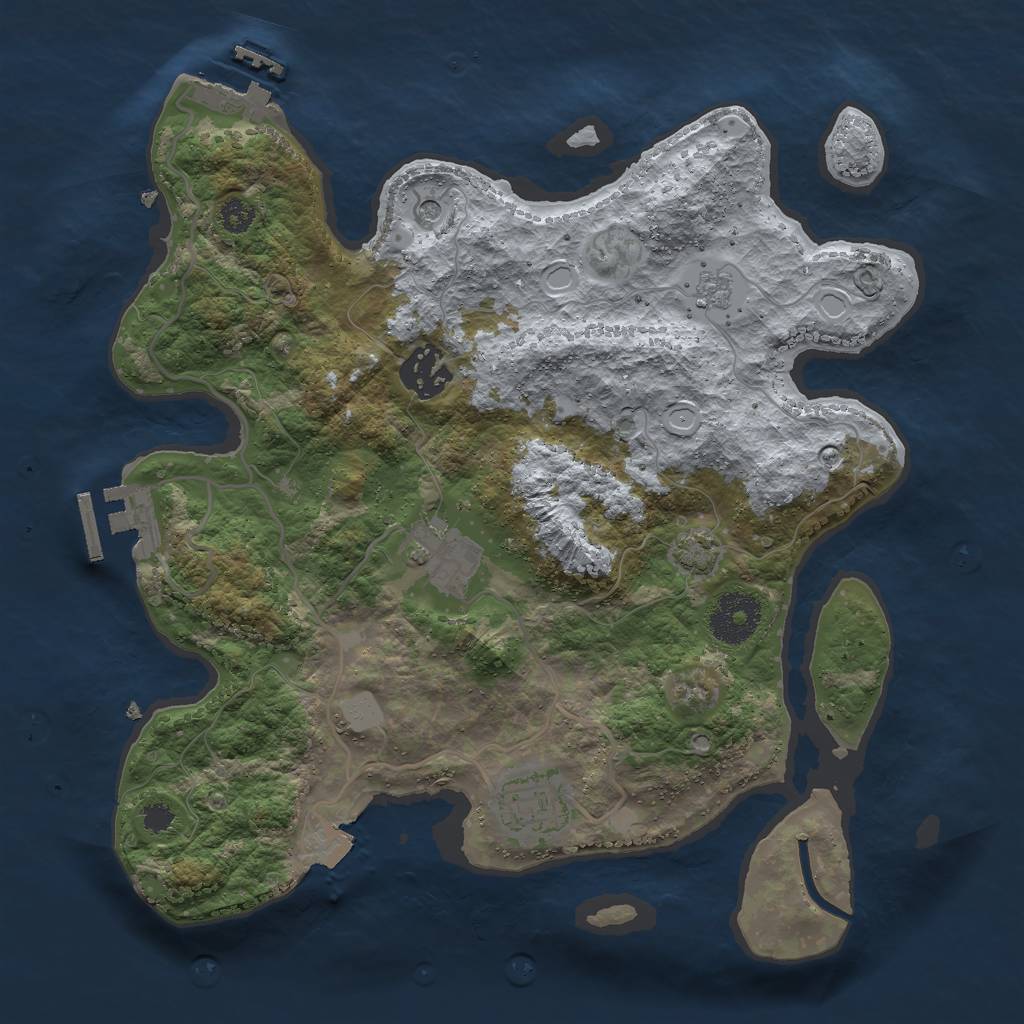 Rust Map: Procedural Map, Size: 3000, Seed: 4659731, 11 Monuments